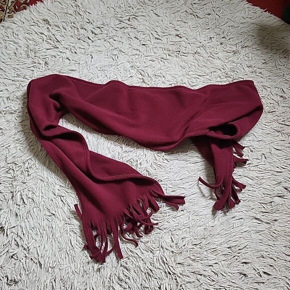 Burgundy Red Fleece Scarf Winter Fall Accessory Basics Classic Gorpcore Ski with - Picture 5 of 16